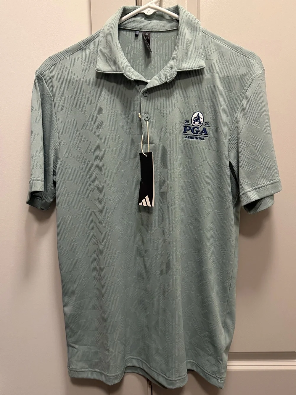 Green/Sage Micro‑Pattern Polo Golf PGA Championship Aronimink 2026 Small NWT